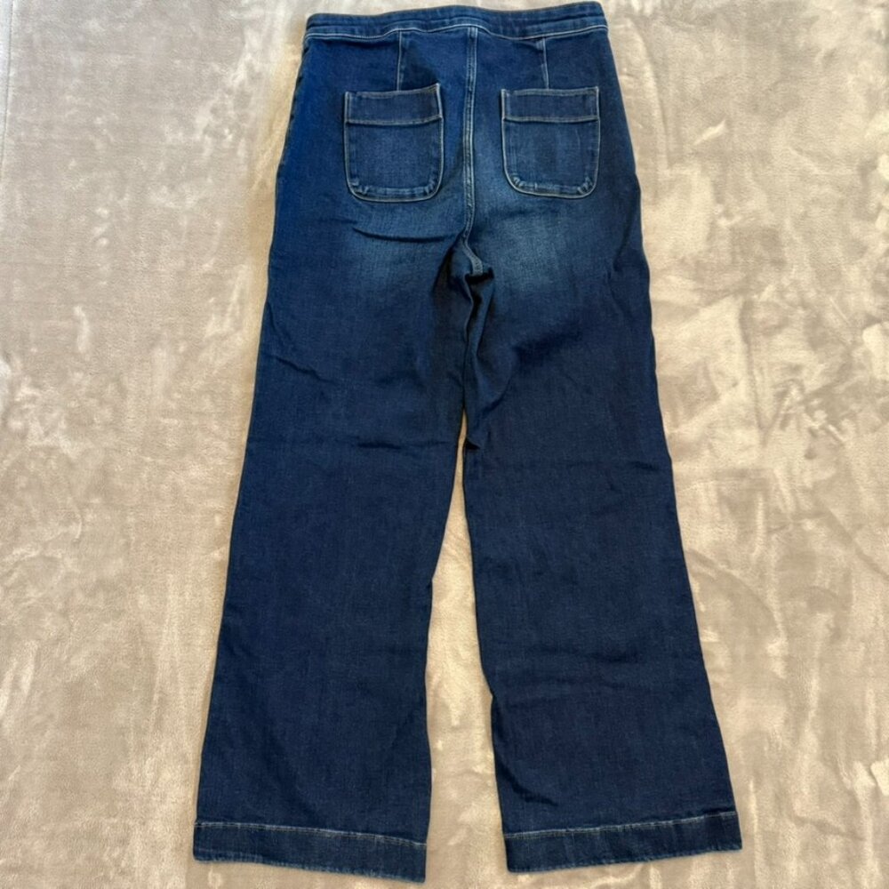Lauren Conrad Dark Wash Wide Leg Denim Trousers Size 12 Stretchy Women’s - Picture 5 of 11